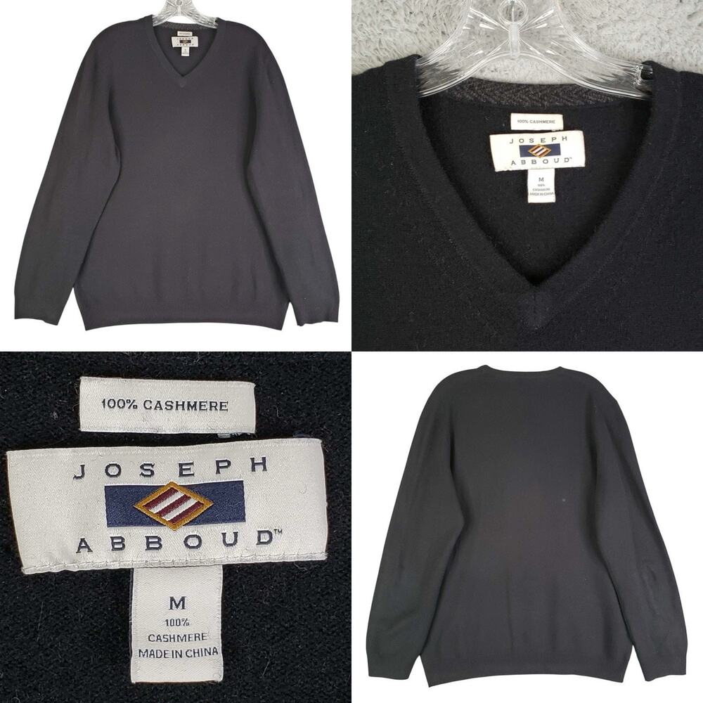 Joseph Abboud Sweater Cashmere Pullover Men’s Medium Black Vneck